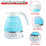 Maxbell Travel Folding Electric Kettle Adjustable Tea Pot for Brewing Coffee Camping Blue