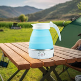 Maxbell Travel Folding Electric Kettle Adjustable Tea Pot for Brewing Coffee Camping Blue