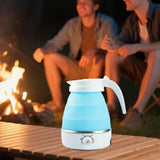 Maxbell Travel Folding Electric Kettle Adjustable Tea Pot for Brewing Coffee Camping Blue