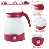 Maxbell Travel Folding Electric Kettle Adjustable Tea Pot for Brewing Coffee Camping Red