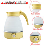 Maxbell Travel Folding Electric Kettle Adjustable Tea Pot for Brewing Coffee Camping Yellow