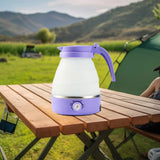 Maxbell Travel Folding Electric Kettle Adjustable Tea Pot for Brewing Coffee Camping Purple