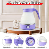 Maxbell Travel Folding Electric Kettle Adjustable Tea Pot for Brewing Coffee Camping Purple