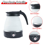 Maxbell Travel Folding Electric Kettle Adjustable Tea Pot for Brewing Coffee Camping Black