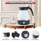 Maxbell Travel Folding Electric Kettle Adjustable Tea Pot for Brewing Coffee Camping Black