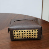 Maxbell PU Leather Tissue Box Holder Napkin Dispenser for Bedside Restaurant Bedroom Dark Brown