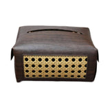Maxbell PU Leather Tissue Box Holder Napkin Dispenser for Bedside Restaurant Bedroom Dark Brown