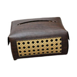 Maxbell PU Leather Tissue Box Holder Napkin Dispenser for Bedside Restaurant Bedroom Dark Brown