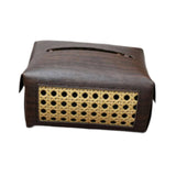 Maxbell PU Leather Tissue Box Holder Napkin Dispenser for Bedside Restaurant Bedroom Dark Brown