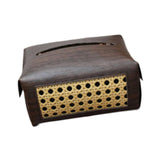 Maxbell PU Leather Tissue Box Holder Napkin Dispenser for Bedside Restaurant Bedroom Dark Brown