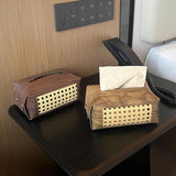 Maxbell PU Leather Tissue Box Holder Napkin Dispenser for Bedside Restaurant Bedroom Dark Brown
