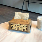 Maxbell PU Leather Tissue Box Holder Napkin Dispenser for Bedside Restaurant Bedroom Brown