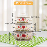 Maxbell 3 Pieces Enamel Stockpot with Lid Gifts Soup Pot for Restaurant Home Cooking Red Flower