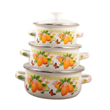 Maxbell 3 Pieces Enamel Stockpot with Lid Gifts Soup Pot for Restaurant Home Cooking Lemon