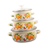 Maxbell 3 Pieces Enamel Stockpot with Lid Gifts Soup Pot for Restaurant Home Cooking Lemon