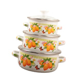Maxbell 3 Pieces Enamel Stockpot with Lid Gifts Soup Pot for Restaurant Home Cooking Lemon