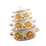Maxbell 3 Pieces Enamel Stockpot with Lid Gifts Soup Pot for Restaurant Home Cooking Lemon