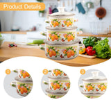 Maxbell 3 Pieces Enamel Stockpot with Lid Gifts Soup Pot for Restaurant Home Cooking Lemon