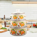 Maxbell 3 Pieces Enamel Stockpot with Lid Gifts Soup Pot for Restaurant Home Cooking Lemon
