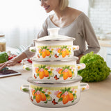 Maxbell 3 Pieces Enamel Stockpot with Lid Gifts Soup Pot for Restaurant Home Cooking Lemon