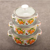 Maxbell 3 Pieces Enamel Stockpot with Lid Gifts Soup Pot for Restaurant Home Cooking Lemon