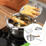 Maxbell Small Deep Fryer Pot Outdoor Lid Fryer with Basket for Vegetables Fish Fries