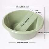 Maxbell Washboard Basin Household Portable Non Slip Washtub for Pants Socks T Shirts Green