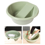 Maxbell Washboard Basin Household Portable Non Slip Washtub for Pants Socks T Shirts Green