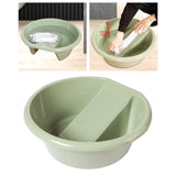 Maxbell Washboard Basin Household Portable Non Slip Washtub for Pants Socks T Shirts Green