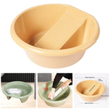 Maxbell Washboard Basin Household Portable Non Slip Washtub for Pants Socks T Shirts Yellow
