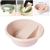Maxbell Washboard Basin Household Portable Non Slip Washtub for Pants Socks T Shirts Pink