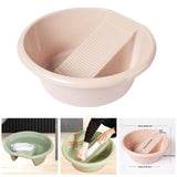 Maxbell Washboard Basin Household Portable Non Slip Washtub for Pants Socks T Shirts Pink