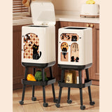 Maxbell Press Type Trash Can with Wheels Garbage Bin for Kitchen Dresser Living Room Style A