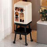 Maxbell Press Type Trash Can with Wheels Garbage Bin for Kitchen Dresser Living Room Style A
