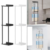 Maxbell Towel Rack with Shelf with Hooks Towel Storage for Camping RV Small Bathroom Black