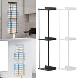 Maxbell Towel Rack with Shelf with Hooks Towel Storage for Camping RV Small Bathroom Black