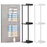 Maxbell Towel Rack with Shelf with Hooks Towel Storage for Camping RV Small Bathroom Black