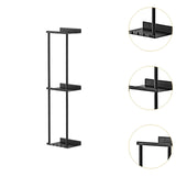 Maxbell Towel Rack with Shelf with Hooks Towel Storage for Camping RV Small Bathroom Black