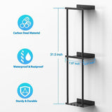 Maxbell Towel Rack with Shelf with Hooks Towel Storage for Camping RV Small Bathroom Black