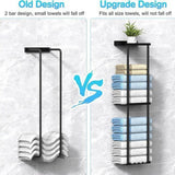 Maxbell Towel Rack with Shelf with Hooks Towel Storage for Camping RV Small Bathroom Black