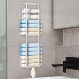 Maxbell Towel Rack with Shelf with Hooks Towel Storage for Camping RV Small Bathroom White