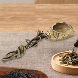 Maxbell Tea Leaves Scoop Brass Lotus Tea Ceremony Accessory Vintage Tea Leaves Spoon