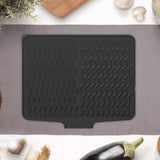 Maxbell Silicone Dish Drying Mat Anti Slip Dish Drainer Mat for Kitchen Counter Bowl Black