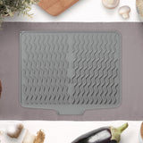 Maxbell Silicone Dish Drying Mat Anti Slip Dish Drainer Mat for Kitchen Counter Bowl Gray