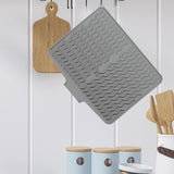 Maxbell Silicone Dish Drying Mat Anti Slip Dish Drainer Mat for Kitchen Counter Bowl Gray