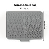 Maxbell Silicone Dish Drying Mat Anti Slip Dish Drainer Mat for Kitchen Counter Bowl Gray
