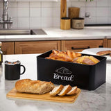 Maxbell Bread Box Gifts Kitchenware Bread Keeper for Coffee Shop Baked Goods Cookies Black