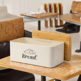 Maxbell Bread Box Gifts Kitchenware Bread Keeper for Coffee Shop Baked Goods Cookies Beige White