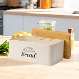 Maxbell Bread Box Gifts Kitchenware Bread Keeper for Coffee Shop Baked Goods Cookies Beige White
