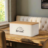 Maxbell Bread Box Gifts Kitchenware Bread Keeper for Coffee Shop Baked Goods Cookies Beige White